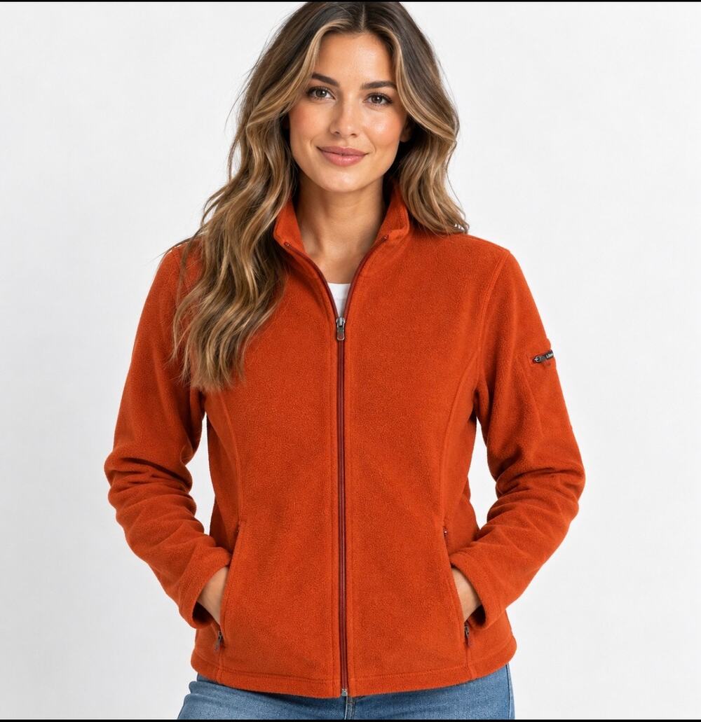 L.L.Bean Women’s M Rust Orange Fleece Full Zip Jacket Outdoor
